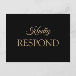 Romantic Black och Guld Bröllop OSA Vykort