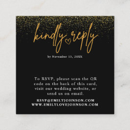 Romantic Black och Guld QR Code Bröllop OSA Tilläggskort