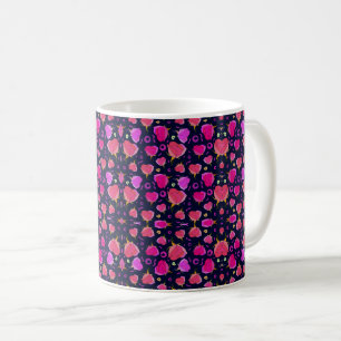 Romantic Black, Red och Rosa ros Mönster Kaffemugg