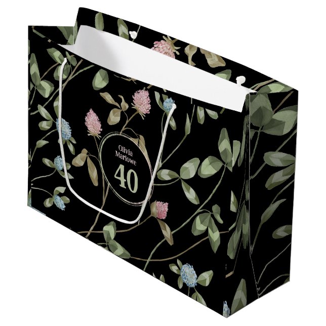 Romantic Black Rosa Klöver Blommigt (Framsidan Vinklad)