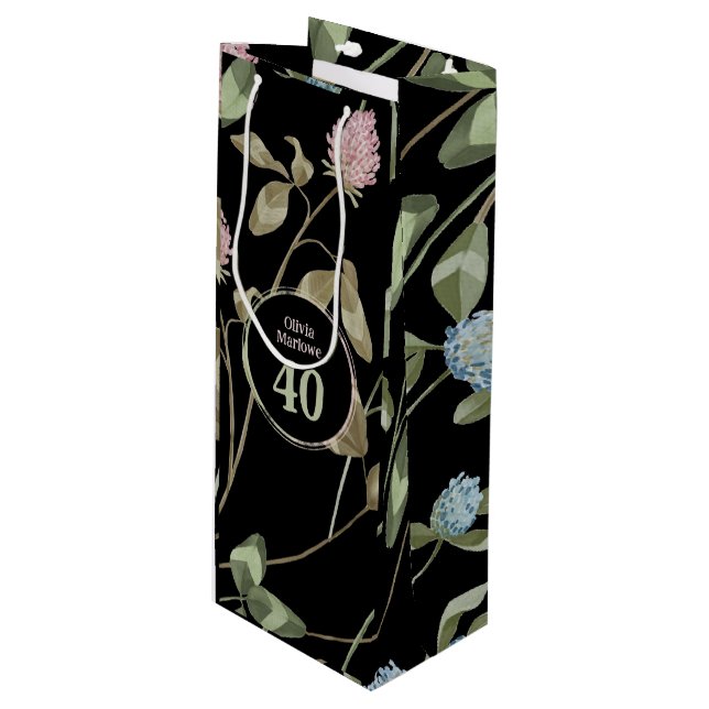 Romantic Black Rosa Klöver Blommigt (Framsidan Vinklad)