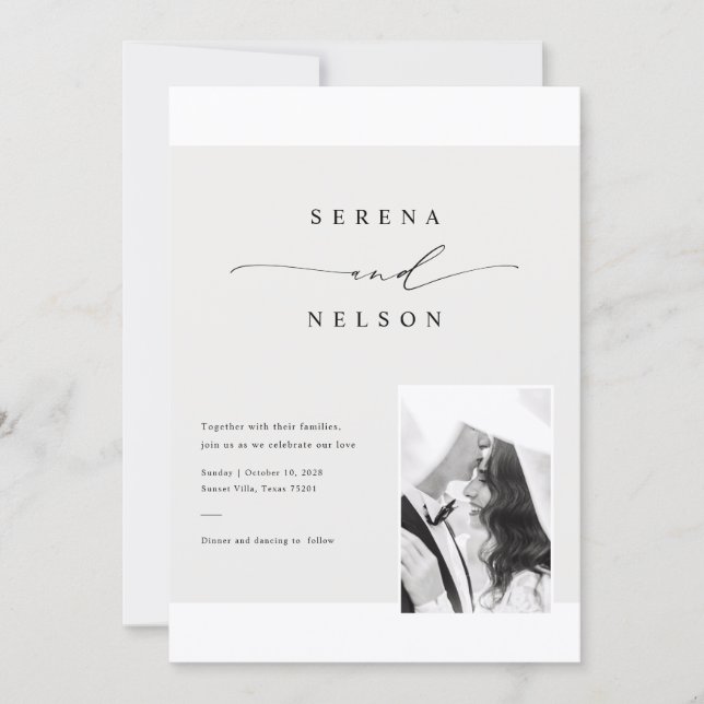 Romantic Black Tie Photo Wedding Inbjudningar (Framsida)