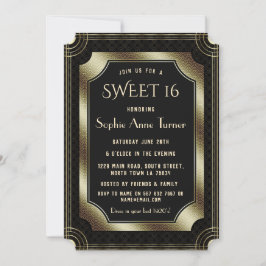 Romantic Black Underbar Gatsby Art Deco 20s SWEET  Inbjudningar