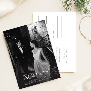 Romantic Black & White Newlyged Photo jul Vykort