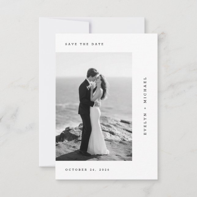 Romantic Black & White Wedding Photo Spara Datumet (Framsida)