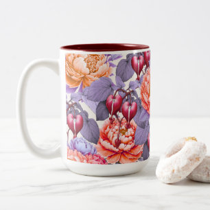 Romantic Bleeding Heart Blommigt & Peony Två-Tonad Mugg