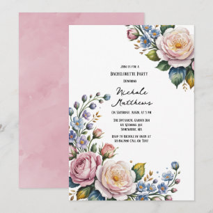 Romantic Blommigt Bouquet Bachelorette Party Inbjudningar