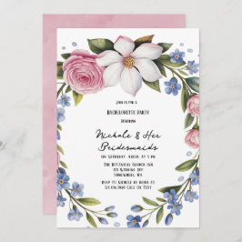 Romantic Blommigt Bouquet Bridesmaids Luncheon Inbjudningar