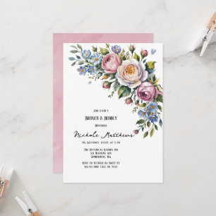 Romantic Blommigt Bouquet Brunch & Bubly Inbjudningar