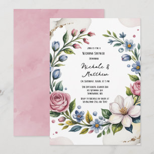 Romantic Blommigt Bouquet Möhippa Inbjudningar