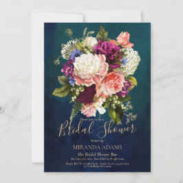 Romantic Blommigt Emerald Grönt Guld Möhippa Inbjudningar