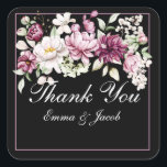 Romantic Bloom Blommigt Peony Fyrkantigt Klistermärke<br><div class="desc">Elegant och romantik: De här romska Blommigten Peony-klistermärken har en vacker bakgrund med vattenfärgade blommor i djup plommon, rosa och elfenben. Den här anpassadet är perfekt för bröllop, förlovningar, möhippor och specialtillfällen. Anpassa texten till din unika händelse, oavsett om det är en modern svartvinningsaffär eller ett firande som inspirerats av...</div>