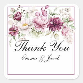 Romantic Bloom Blommigt Peony Pentacle Fyrkantigt Klistermärke