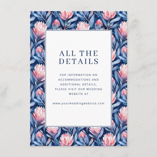 Romantic Blue Floral Tilläggskort (Framsida)