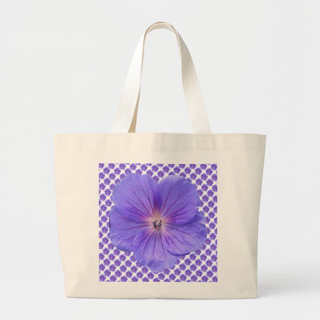 Romantic Blue Geranium Botanical Jumbo Tygkasse (Framsidan)