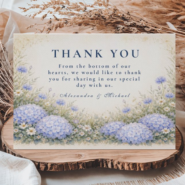 Romantic Blue Hydrangea Wedding Tack Kort (Skapare uppladdad)