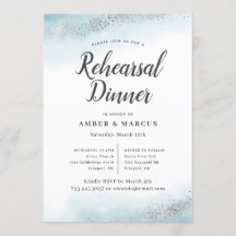 Romantic Blue Ombre Bröllop Rehearsal Dinner