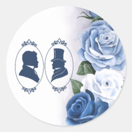Romantic Blue Regency Gay Botanical Silhouette  Runt Klistermärke