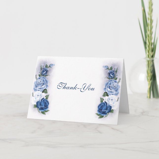 Romantic Blue Regency Gay Botanical Silhouette  Tack Kort (Framsida)