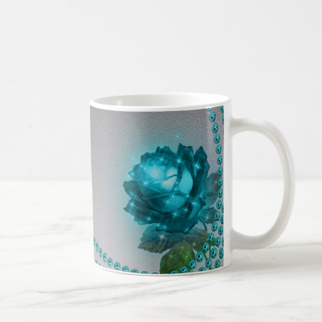 Romantic Blue Ro Pearls Personalize Kaffemugg (Höger)