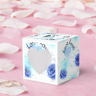 Romantic Blue Rose Wedding Favor Box | Love You He Presentaskar