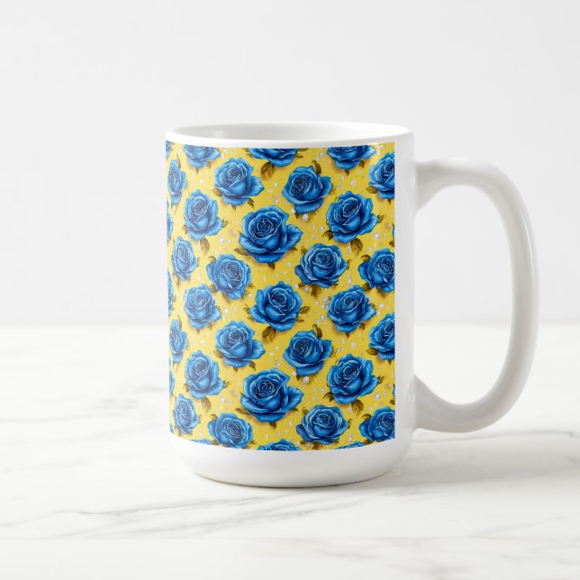 Romantic Blue Roses Modern Flower 🌹 Kaffemugg (Höger)