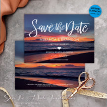 Romantic Blue Sunset Summer Beach Wedding