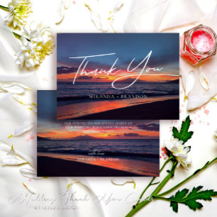 Romantic Blue Sunset Tropical Beach Wedding Tack Kort
