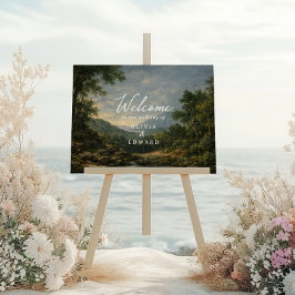 Romantic Blue Toile tapestry Wedding Welcome