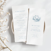 Romantic Blue Vintage Swans Wedding Program