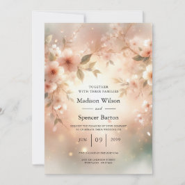 Romantic Blush Cherry Blossom Wedding Inbjudningar