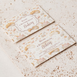 Romantic Blush Croissant Bakery Business Visitkort