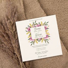 Romantic Blush Pink Lily Botanical Wedding Invite