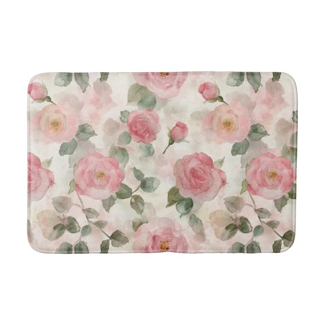 Romantic Blush Pink Roses Floral  Badrumsmatta (Framsidan)