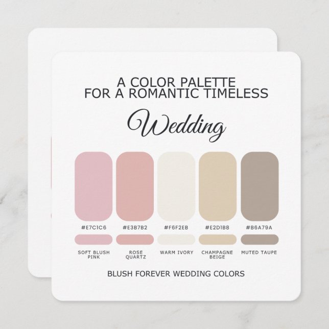 Romantic Blush Pink Wedding Color Palette Card Inbjudningar (Fram/baksida)