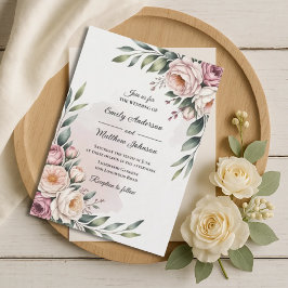 Romantic Blush Rose Garden Wedding Invitation Inbjudningar