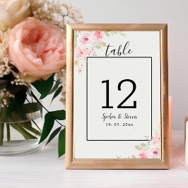 Romantic Blush Rose Wedding Bordsnummer