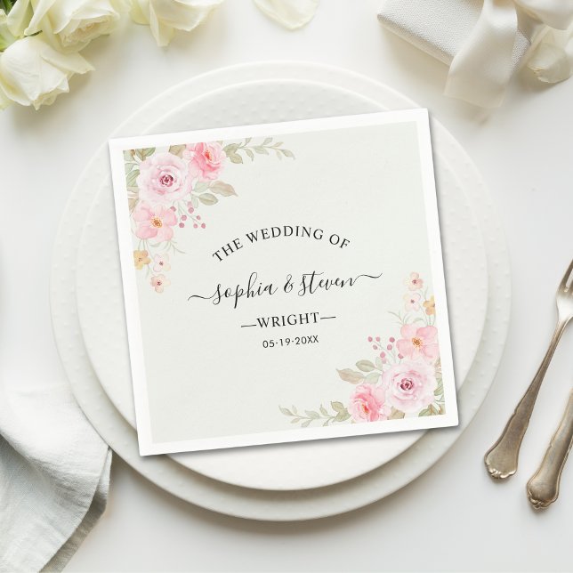 Romantic Blush Rose Wedding Pappersservett (Skapare uppladdad)