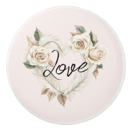 Romantic Blush Roses Feathers Heart Love Knopp