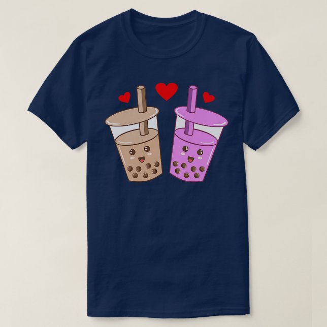 Romantic Boba Bubble Kawaii Tea Graphic Premium T Shirt (Design framsida)