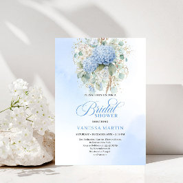 Romantic Bohemian Blue Floral Bridal Shower Invite Inbjudningar