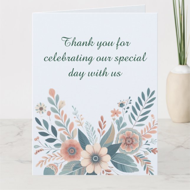 Romantic Bohemian Floral Wedding Tack Kort (Framsida)