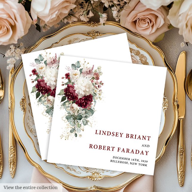 Romantic Boho Blush Gold Rose Wedding Paper Napkin Pappersservett (Romantic Boho Blush Gold Rose Wedding Paper Napkin)