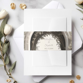 Romantic Boho Botanical Arch Bröllop Band För Inbjudningskort