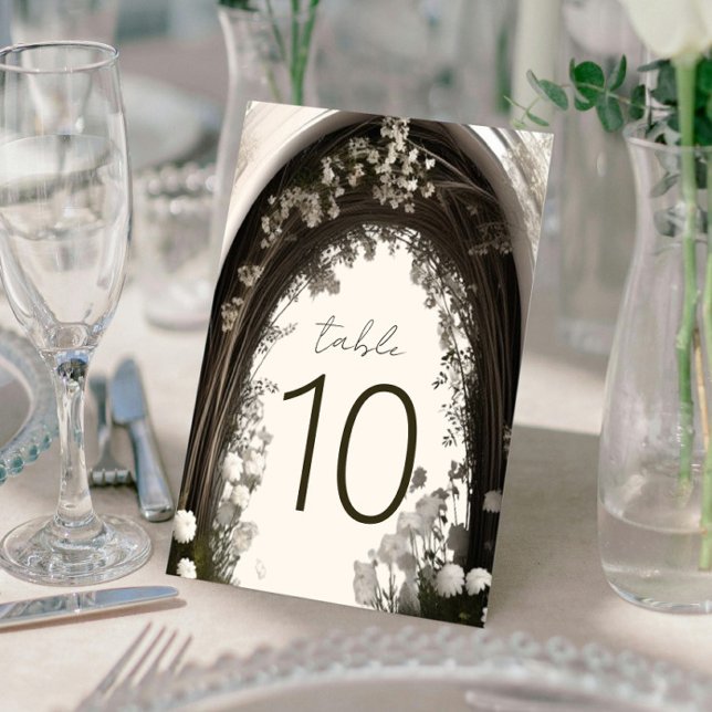 Romantic Boho Botanical Arch Bröllop Bordsnummer (Romantic Boho Botanical Arch Wedding Table Number Card)