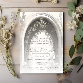 Romantic Boho Botanical Arch Bröllop Inbjudningar