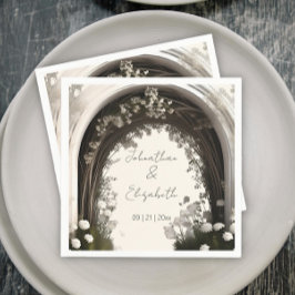 Romantic Boho Botanical Arch Bröllop Pappersservett