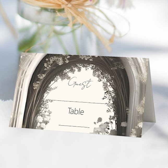 Romantic Boho Botanical Arch Bröllop Placeringskort (Romantic Boho Botanical Arch Wedding Place Card)