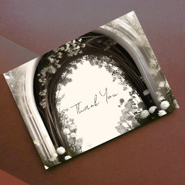 Romantic Boho Botanical Arch Bröllop Tack Kort