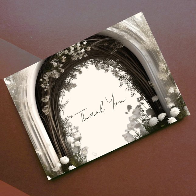 Romantic Boho Botanical Arch Bröllop Tack Kort (Romantic Boho Botanical Arch Wedding Thank You Card)